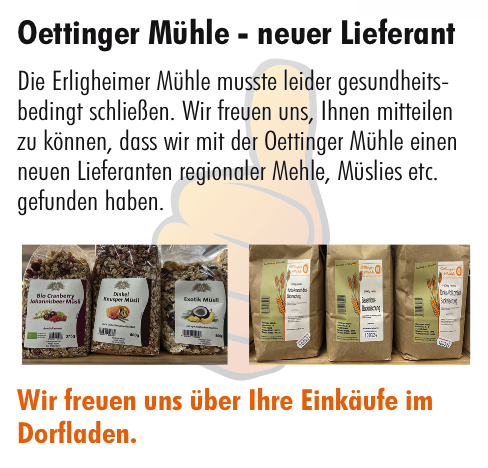 Neuer Mehle-Lieferant: Oettinger Mühle
